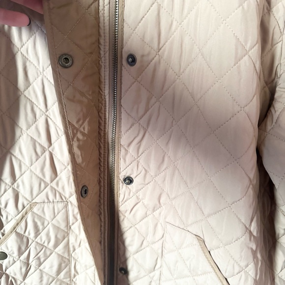 Lands' End Tan Quilted Jacket Corduroy Collar Snap Front XL - Picture 3 of 14